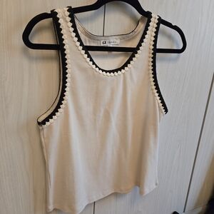 Reitmans Cream Tank Top with Black Trim